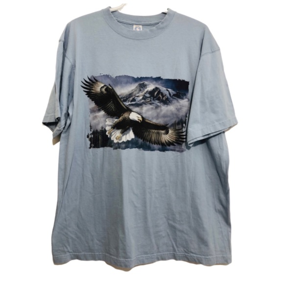Vtg 93’ Eagle Tshirt James Meger Art Light Blue L